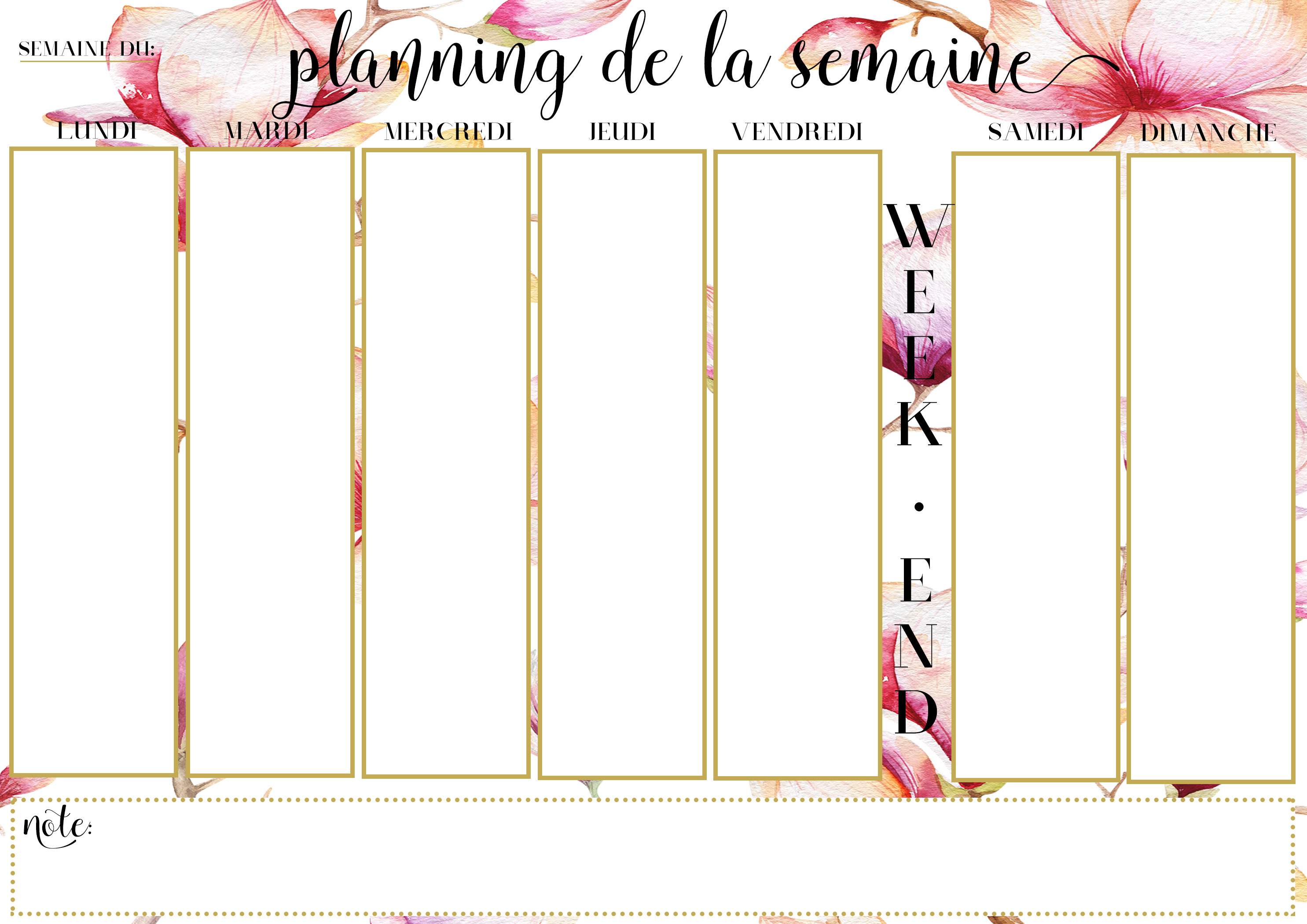 Une semaine bien organisée  Planning semaine, Organisation, Semainier à  imprimer